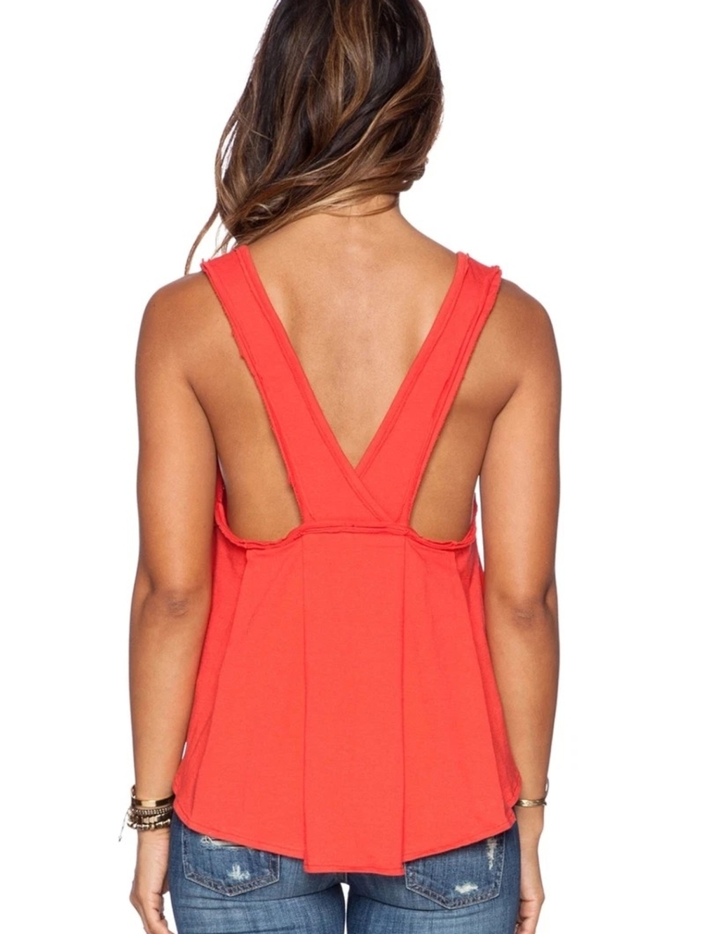 We The Free Coral Open-Back V-Strap Tank